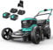 YARDCARE Cortacesped Bateria con 7 Alturas de Corte, hasta 675㎡, Cortacesped Electrico con Pantalla LED, Ancho de Corte 41cm, Kit de Mantillo&Bolsa Recolectora de 45L, Mango Ajustable
