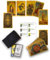 Genérico Baraja de Tarot bilingüe español e inglés de 78 Cartas con guía a Color de 36 páginas, PVC, Resistente al Agua y a Las Arrugas (Ojos espirituales bilingües, Carcasa de PU, Dorado)
