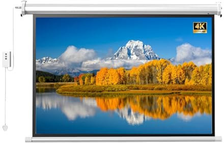 60 72 84 inch Motorized Projector Screen with Remote, 4K HD Matte White, Wall/Ceiling Mount for Home Theater, Office, Classroom(84(4:3))