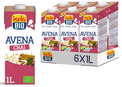 ISOLA BIO Bevanda Avena Chai Biologica alle Spezie 6x1L | Bevanda vegetale, con cardamomo, chiodi di garofano e cannella, senza zuccheri aggiunti, bio, vegan, da bere calda o fredda