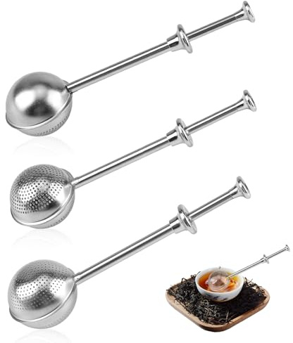 Xbessc Teezange Set Teesieb Edelstahl Teeei für Losen Tee 3 Stück Tee Ei | 304 Edelstahl Tea Infuser Gewürzkugel Teefilter für Losen Tee mit Teleskopgriff für Zucker Losen Tee Mehl Gewürze Kakaopulver