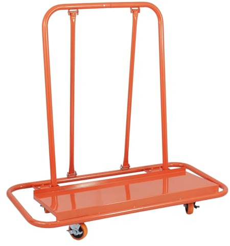 LULUWA Chariot de transport pour plaques de plâtre avec capacité de charge de 1000 kg - Chariot de transport en placoplâtre avec roulettes - Robuste - Pour panneaux - Orange