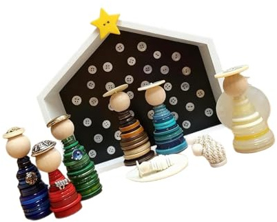 Pocoiau Diys Button Krippe Weihnachten Ornament Knöpfe Weihnachten Party Supplies Weihnachten Jesus