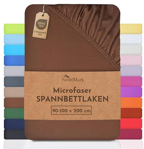 NatureMark - Mikrofaser SPANNBETTLAKEN zum Sparpreis! viele Größen und Farben Markenware (90x200-100x200 cm, Schoko braun)