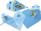 ROTH Einladungskarte Schultüte, 4er Blister, Blau, 10,5 x 20 cm, Einschulung