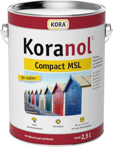 Koranol KORA Compact MSL Mittelschichtlasur - Lasur für Holz außen z. B. Fenster, Türen & Holzhäuser - wetterfest, wasserabweisend, seidenglänzend (Kiefer, 20 Liter)