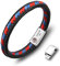 Casisto.J Lederarmband Herren Armband Herren Männer Leder Edelstahl Gravur Schwarz Braun Geflochten mit Magnet Verschluss (rot, 22)