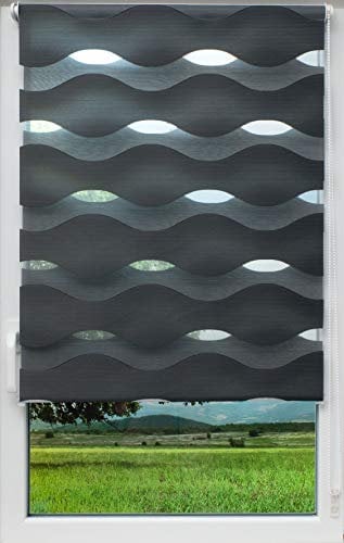 Sunlines Welle Klemmfix, grau, 120 x 150 Doppelrollo, PES, 120 x 150cm