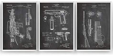 Gun Patent Posters - Set Of 3 - M16-1911 - Bolt Gun - Jahrgang Bild Drucke Kunst Geschenke Zum Männer Frau Entwurf Dekor Vintage Art Blueprint Decor - Rahmen Nicht Enthalten