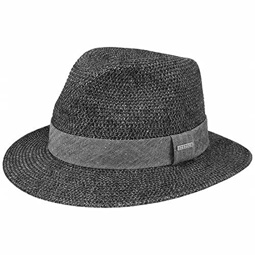 Stetson Nark Traveller Toyo Strohhut Strandhut Damen Herren Sommerhut mit Futterband Baumwolle Sonnenhut Frühjahr Sommer anthrazit-schwarz XL (60-61 cm)