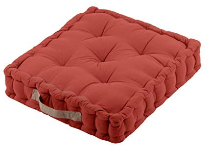 Stof - Coussin de Sol - Taille 45x45 cm - 100% Coton - Couleur Terracotta - Modèle Duo - Épaisseur Idéale - Confortable et Élégant - Agréable au Toucher