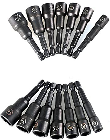 PANOVOS 12-Piece | SAE & Metric | Impact Magnetic Nut Driver Bit Set,Nut Setters Socket Wrench Screw 1/4 Quick-Change Hex Shank