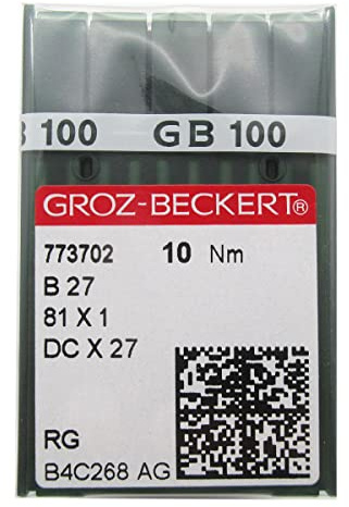 Groz-Beckert Nadeln in transparenter Kunststoffbox, 100 Stück, Groz Beckert DCX27 DCX1 B27 Industrielle Overlock-Nähnadeln (Nadelstärke: DCX27 12/80)