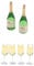 MagiDeal 2 Bunt Wein Flaschen Glasflaschen + 4 Weinglas, 1/12 Puppenhaus Deko
