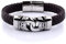 Planetys - Anker Armband Herren und Damen Schwarzes geflochtenes Leder aus 316L Edelstahl