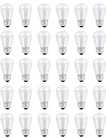 30 Pack S14 Outdoor String Light Bulbs Set orange, 120V 11W Clear Outdoor Patio Vintage Light Shatterproof Bulbs