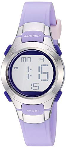 Armitron Sport Women's Digital Chronograph Resin Strap Watch, 45/7012 Lavender/Silver