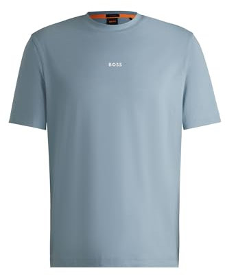 BOSS Herren TChup Relaxed-Fit T-Shirt aus Stretch-Baumwolle mit Logo-Print Hellblau XL