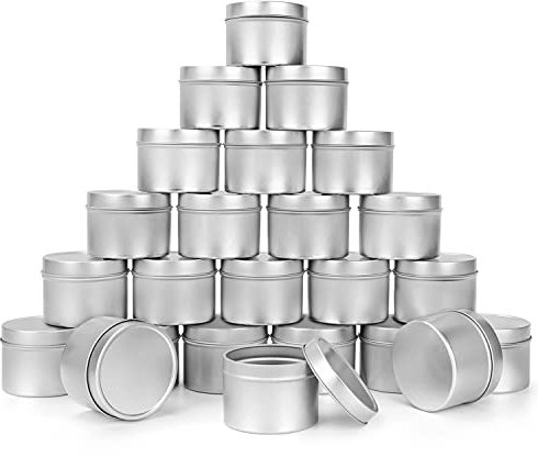Belle Vous Metalldosen mit Deckel für die Kerzenherstellung (24er Set) 120 ml Wiederverwendbare Runde Kerzengläser mit Deckel zum Basteln, Reisen & Camping, Metall Seifendose, Kosmetikdose mit Deckel