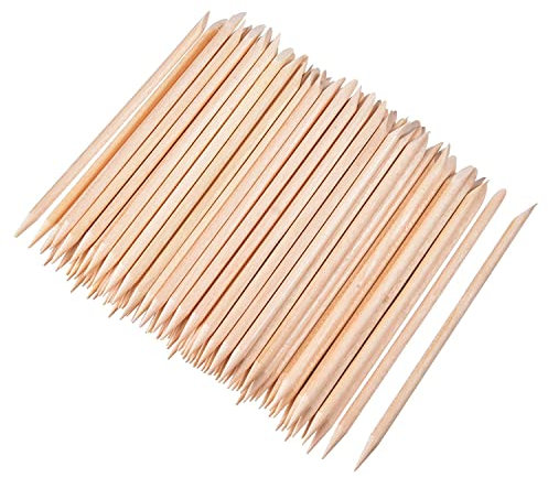 PROFICO 15 Stück Holzstäbchen | Orange Holz Sticks | Nagelhautschieber für Maniküre Pediküre | Manikürstäbchen Nagelhautpflege