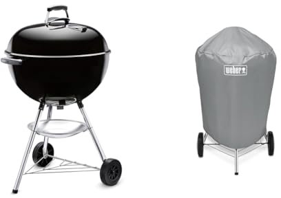 Weber 1331004 Bar B Kettle Barbecue à Charbon Noir 57 cm & Housse Standard pour Barbecues Charbon, Gris, 57 cm
