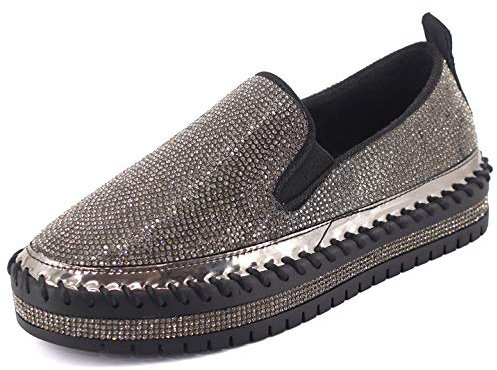 Pradize Espandrillos Mit Schwarz Glänzenden Pailletten (39)