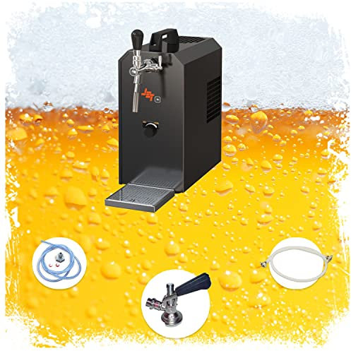 ich-zapfe.de Komplett Set - Zapfanlage, Bierzapfanlage Jet 30K Bierkoffer mit Luftpumpe Durchlaufkühler 1-leitig Trockenkühler, bis zu 35 Liter/h, Zapfkopf: Köpi