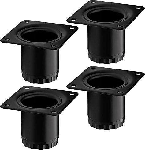 4 pièces Pieds de meuble BRAVO Hauteur 50 mm (+ 10 mm) Ø 40 mm Noir mat Pieds d'armoire réglables en hauteur en acier, charge jusqu'à 50 kg par pied de support de SOTECH
