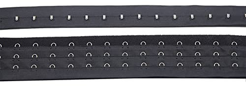 2,5 Meter Paar dreireihige Haken- und Ösenband zum Nähen, Quilten, Korsett, BH, Renaissance, Tanz, Brautkostüme (schwarz, dreireihig)