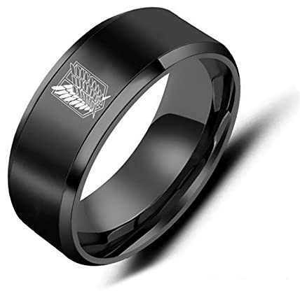 YQHWLKJ Anime Edelstahl Ring Wings Of Liberty Flagge Fingerringe Für Männer Frauen Schmuck Fans-7,Schwarz
