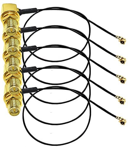 TUOLNK IPX zu RP-SMA Ellbogen Verlängerungskabel U.FL MHF1 zu RPSMA Buchse rechtwinkliges WLAN Antennen Pigtail Kabel 1,13mm Verlängerungskabel für WLAN Router Netzwerkkarte 12 Zoll (30 cm) 5 Stück