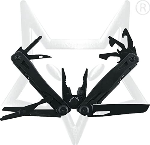 Fox Knives Taschenmesser aus Damast und Fiberglas, Schwarz, Manuell einziehbar, 11 cm