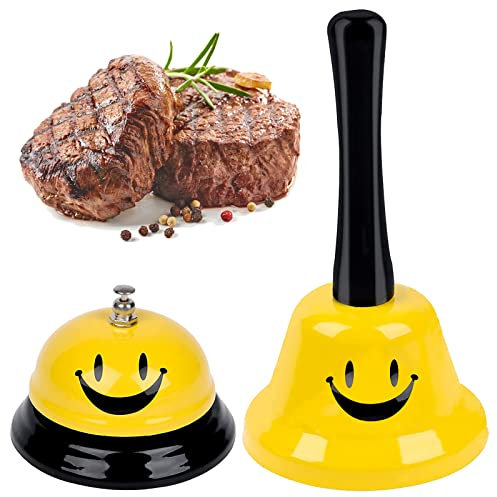 Smiley Tischglocke 2 Stück Tischklingel Glocken Service Bell Metall Tischklingel Tischglocke Laut Handglocke Glocken Tischklingel Katze Für KüChe Restaurant Hotel Haustier(Lächeln Muster)