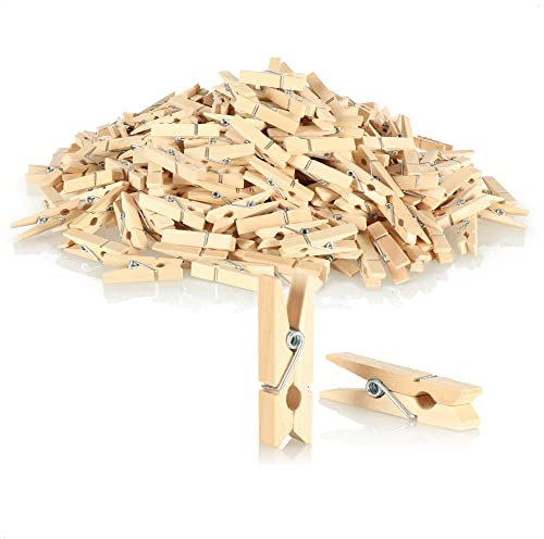com-four® 360x Mini mollette da bucato in Legno di Loto, Piccola Clip di Legno per Decorazione con Foto, Collage, Cartoline, Foto e Regali (360 Pezzi - Naturale)