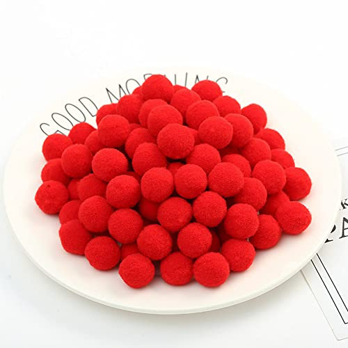 100 Stück Pompons, flauschig, sortiert, für Bastelarbeiten, Dekorationen, 3 cm, Rot