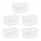 JMS we create smile [Pack of 5] Home Office Clear Plastic Stackable Storage Boxes & Lids (25 Litre)