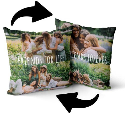 Personalisedog Personalisiertes Fleece Kissen mit eigenen Foto & Text | Foto-Kissen Selbst gestalten | Individuell Fotogeschenk (Doppelseitig - 4 Foto)