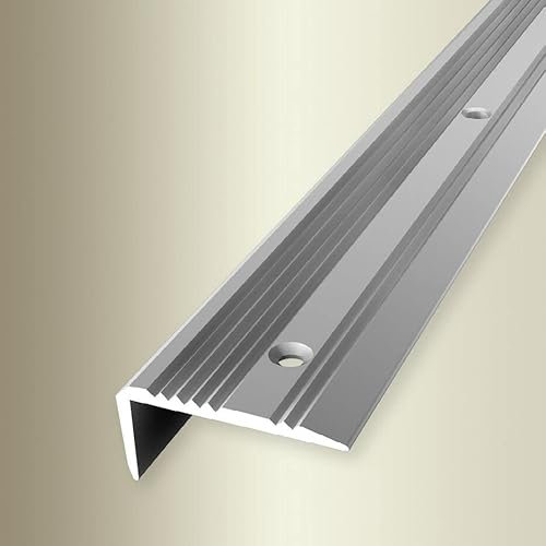 PROVISTON | Winkelprofil | Breite: 43 mm | Höhe: 0-20 mm | Länge: 1000 mm | Aluminium eloxiert | Gerillt | Silber | Versenkt Gebohrt
