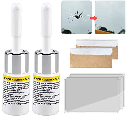 Ganbaro Windscreen Repair Kit,Car Windshield Crack Scratch Resin Repair Tool,Car Windshield Crack Repair Kit,for Fix Auto Windshield Glass Cracks,Bulls-Eye,Star-Shaped,Nicks,Half-Moon Crescents