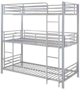 Vente-unique-Etagenbett - 3 Personen - 3 x 90 x 190 cm - Metall - Silberfarben - ELOUAN III