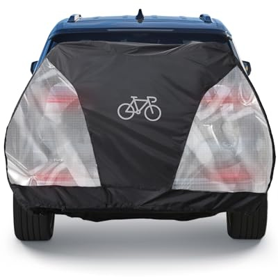 BougeRV Housse de vélo pour transport sur porte-bagages, housse de vélo de voyage 2/3/4 avec feu arrière transparent pour VUS/RV/camion, housse de vélo épaisse 600D Oxford imperméable pour rangement