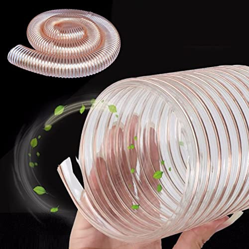 ZAQYCM Tuyau Evacuation Tuyau Flexible pour Dépoussiéreur 2 4 5 6 8 10 12 15 18 20 Pouces, Tuyau D'aspiration en Fil d'acier Transparent pour Pelouse, Aspirateurs, Outils À Poudre(25MM (1.0 inch))