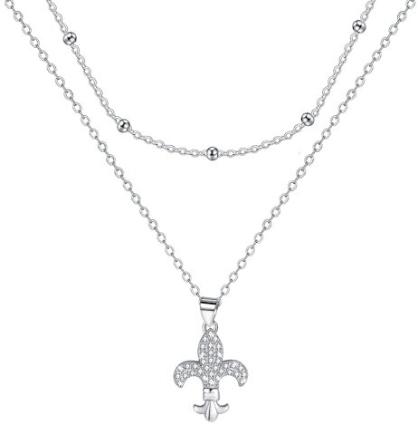 J.MUEN Damen Halskette 925 Silber - mit Zirkonia Steinen - Anker Glück Anhänger,mit Schmuck-Box