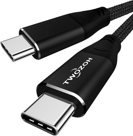 Twozoh USB C to USB C 3.2 Gen 2 Cable 20Gbps Data Transfer 100W PD Fast Charging 4K Video Output Monitor Lead (2M, Black)