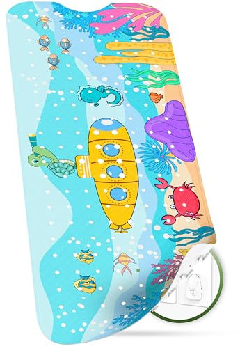 SilverRack Kinder Badewannenmatte 100x40 cm (U-Boot Motiv) - Antirutschmatte Badewanne BPA frei für Kinder und Babys - Duschmatte schimmelresistent & maschinenwaschbar - Badematte rutschfest