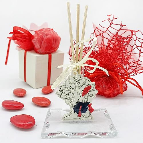 Doni Bomboniere Base de cristal para ambientadores con árbol de la vida y con toque de graduación, logros académicos, licenciatura magistral (10 unidades)