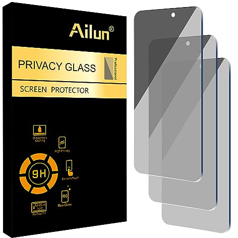Ailun Privacy Screen Protector for iPhone 16 / iPhone 15 / iPhone 15 Pro [6.1 Inch] 3 Pack Anti Spy Private Tempered Glass Anti-Scratch Case Friendly [3 Pack][Not for iPhone 16 Pro 6.3 inch]