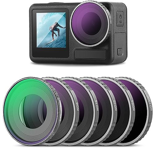 NEEWER ND Filter Set Compatible with DJI Osmo Action 5 PRO/Action 4, 6 Pack ND8 ND16 ND32 ND64 ND1000 CPL+Neutral Density Filter Kit Action Camera Accessories, Multi Coated HD Optical Glass