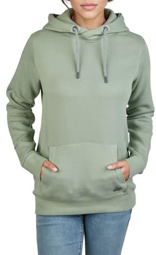 DENIMFY Hoodie Damen Regular Fit DFEmma Kapuzenpullover Pullover Cross-Over Kragen Grün L, Größe:L, Farben:Jadeite Green (52202)