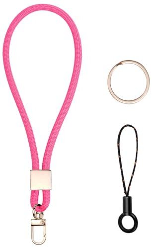Vicloon Schlüsselband Kurz, Nylon Lanyards mit karabiner, Schlüsselbänder Umhängebänder mit Drehbarem Metallclip Abnehmbare Neck Lanyard Langes Handgelenk Paracord Schlüsselanhänger(Rosa)